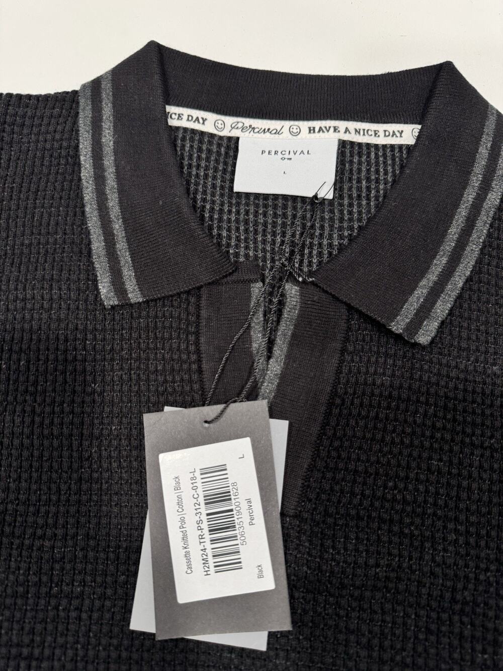 Percival Cassette waffle-knit cotton polo shirt size Large
